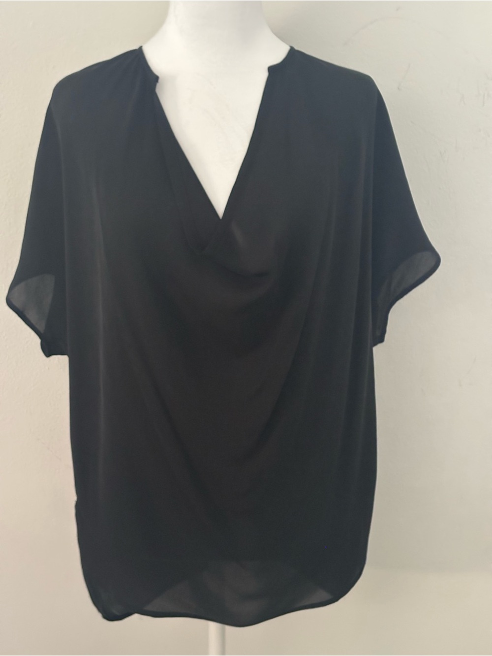 Vince Black Draped V-Neck Blouse